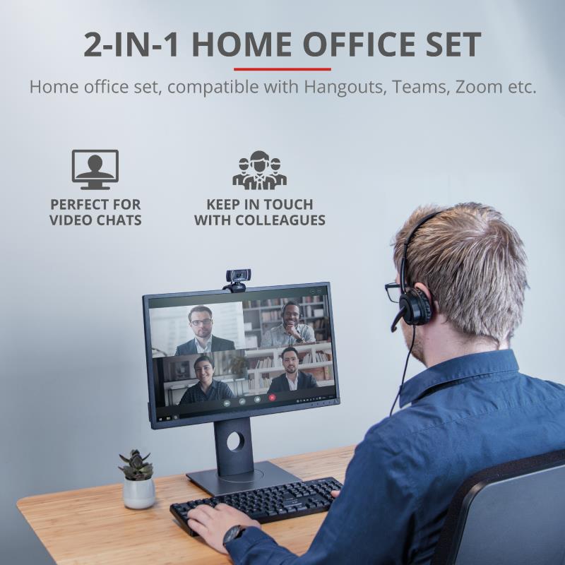 AURICULARES + WEBCAM HD TRUST HOME OFFICE BUNDLE