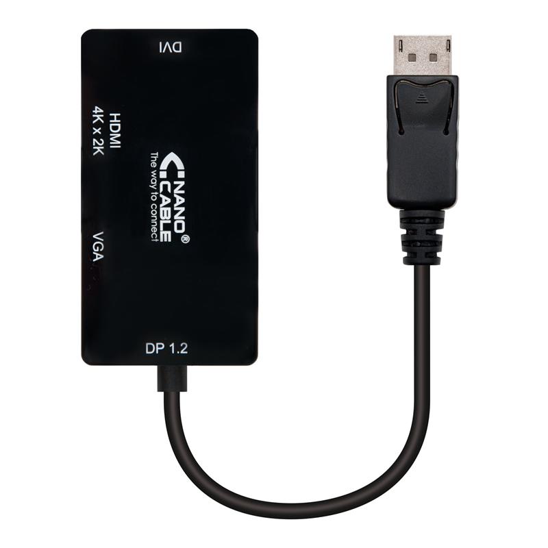CABLE CONVERSOR DP A VGA+DVI+HDMI 3-1 15CM BLACK