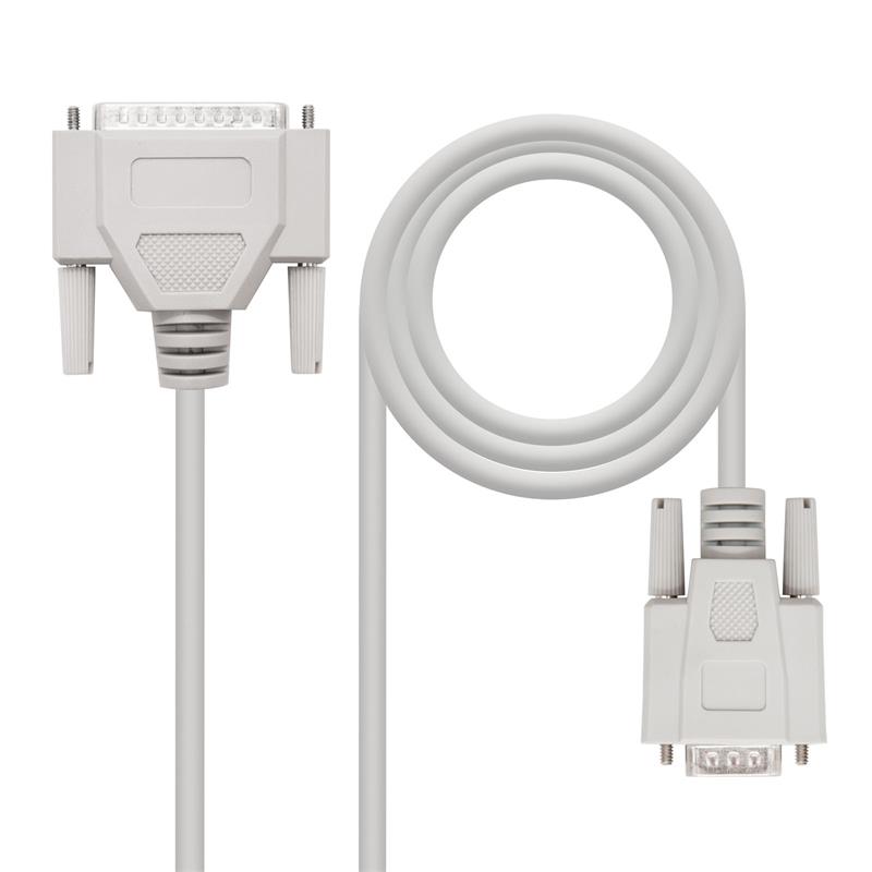CABLE SERIE NULL MODEM DB9/H-DB25/M 1.8M NANOCABLE