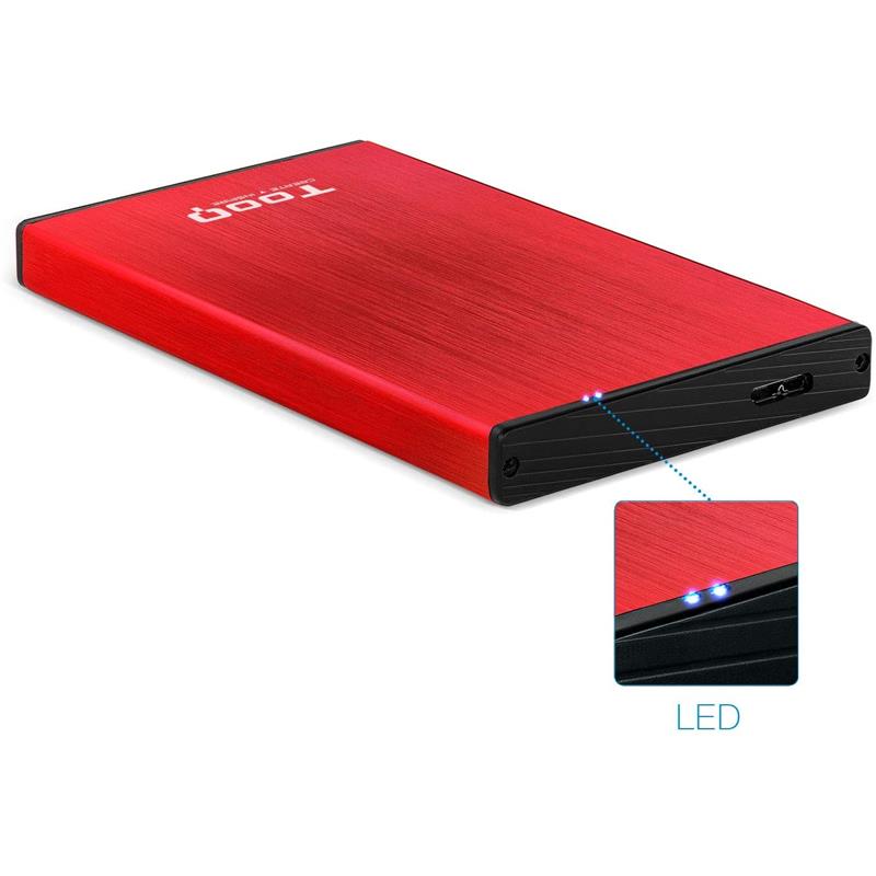 CAJA EXTERNA TOOQ TQE-2527B HDD 2.5 SATA USB 3.0 RED