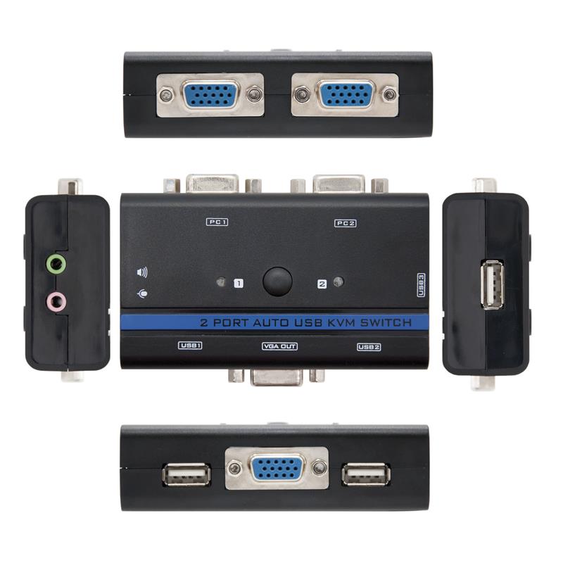 CONMUTADOR KVM NANOCABLE 2PC USB AUTOM. + CABLES
