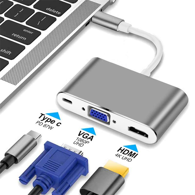 DOCK USB-C PHOENIX MULTIPUERTO 3 EN 1 HDMI 4K/VGA/USB TIPOC WHITE