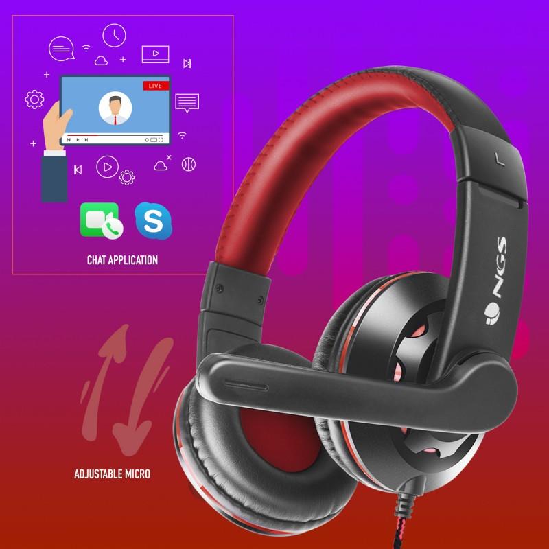 AURICULARES + MICROFONO NGS VOX420 DJ BLACK/RED